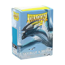 Load image into Gallery viewer, Dragon Shield Matte Dual Sleeves Standard Size -  Sky Blue &amp; Silver (100)