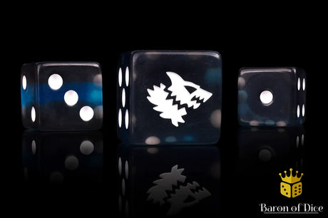 Baron Of Dice Black Ice Wolf Dice Square Corner 16mm Dice