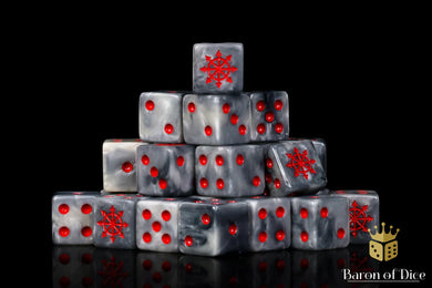 Baron Of Dice Chaos Demon Dice Red Star Square Corner 16mm Dice X25