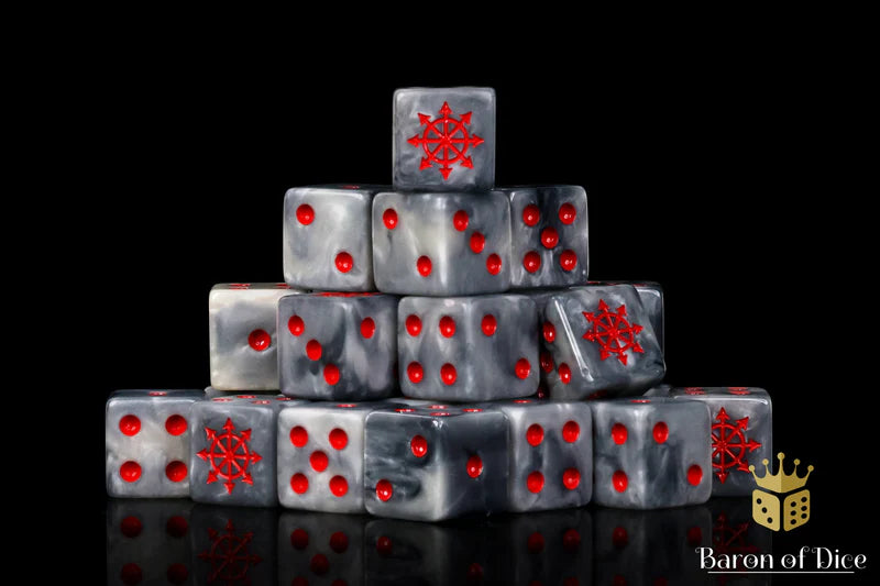 Baron Of Dice Chaos Demon Dice Red Star Square Corner 16mm Dice X25