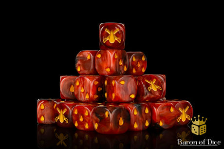 Baron Of Dice Chain Blades Blood Red Square Corner 16mm Dice