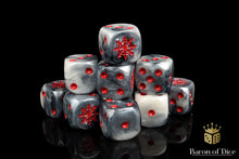 Load image into Gallery viewer, Baron Of Dice Chaos Demon Dice Red Star Square Corner 16mm Dice X25