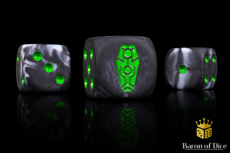 Baron Of Dice Day Of The Dead Green Coffin Square Dice X25