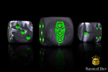 Load image into Gallery viewer, Baron Of Dice Day Of The Dead Green Coffin Square Dice X25