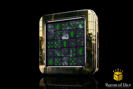 Baron Of Dice Day Of The Dead Green Coffin Square Dice X25