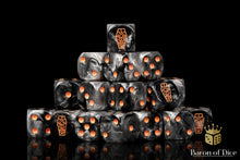 Load image into Gallery viewer, Baron Of Dice Day Of The Dead Orange Coffin Dice X25