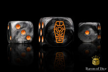 Load image into Gallery viewer, Baron Of Dice Day Of The Dead Orange Coffin Dice X25