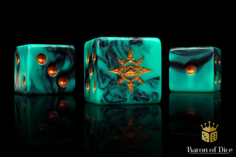 Baron Of Dice Eye Of Chaos Aquamarine Square Corner 16mm Dice X25