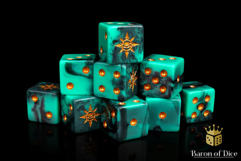 Baron Of Dice Eye Of Chaos Aquamarine Square Corner 16mm Dice X25