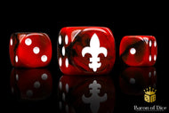 Baron Of Dice Fleur De Lis Red Square Corner 16mm Dice X25