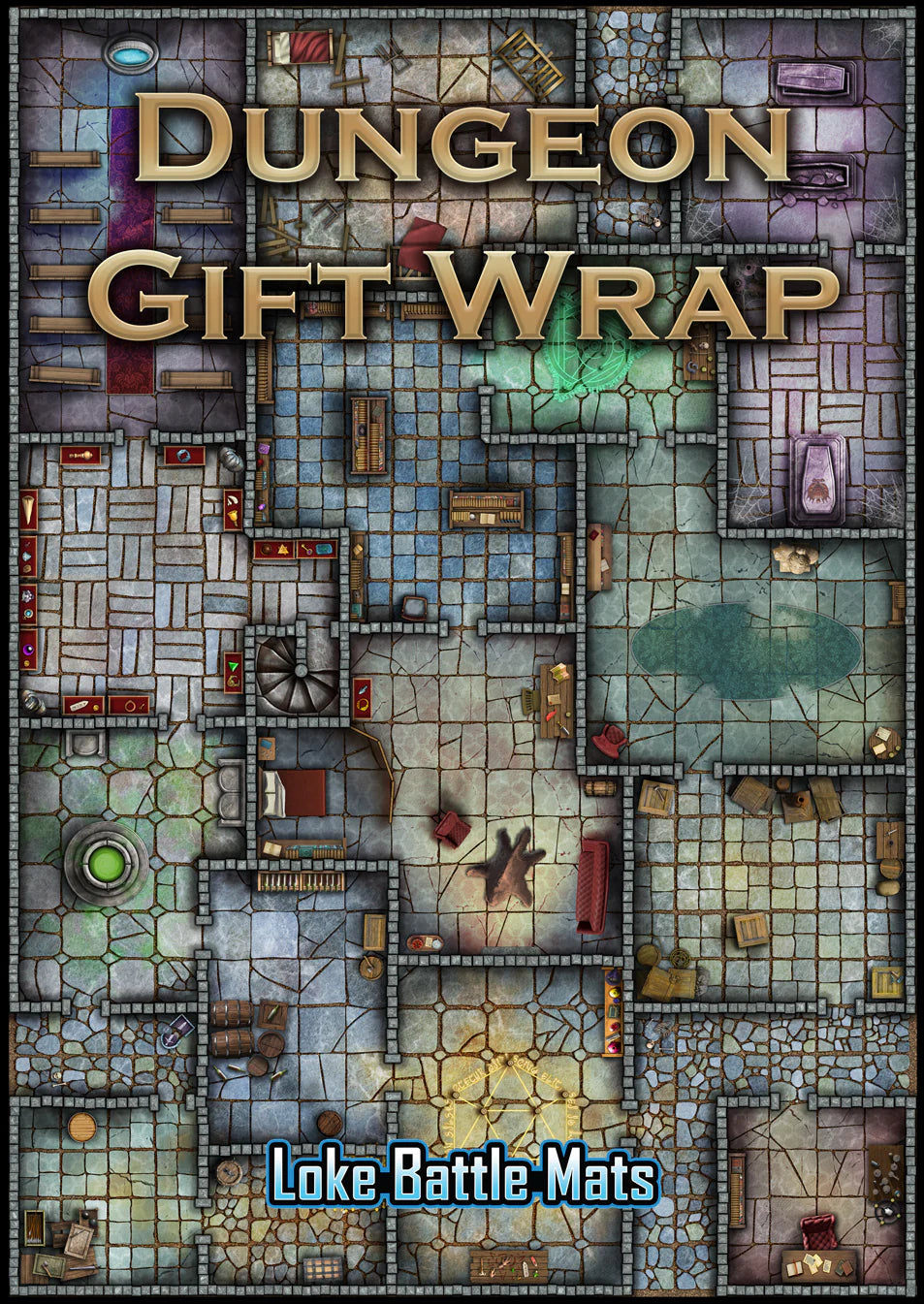 Loke RPG Dungeon Gift Wrap (Pack of 6 Sheets with Gift Tags)