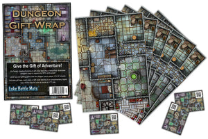 Loke RPG Dungeon Gift Wrap (Pack of 6 Sheets with Gift Tags)