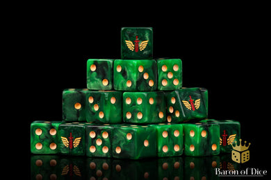 Baron Of Dice Angels Of Death Green Square Corner 16mm Dice X25