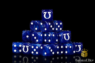 Baron Of Dice Omega Dice White Logo Square Corner 16mm Dice X25