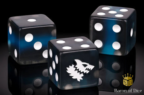 Baron Of Dice Black Ice Wolf Dice Square Corner 16mm Dice