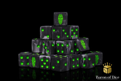 Baron Of Dice Day Of The Dead Green Coffin Square Corner 16mm Dice X25