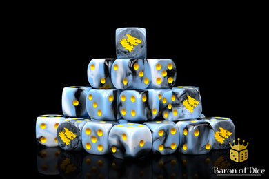 Baron Of Dice Snow Direwolf Round Corner 16mm Dice X25