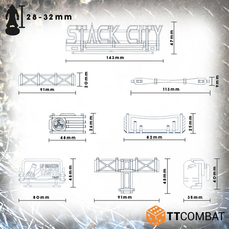 TTCombat Tabletop Scenics - Sci-fi Gothic Stack City Accessories