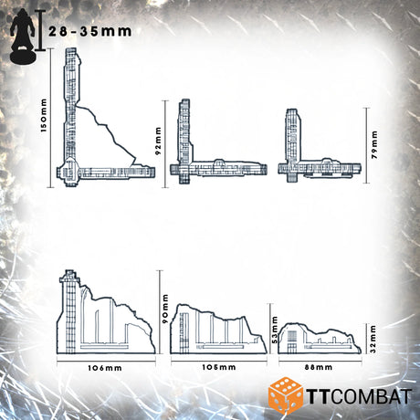 TTCombat Chroma Terrain - Gothic Ruined Walls