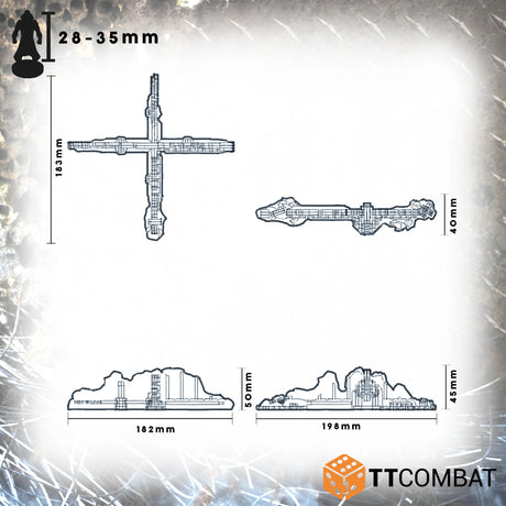 TTCombat Chroma Terrain - Gothic Ruined Walls