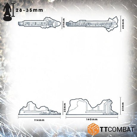 TTCombat Chroma Terrain - Gothic Ruined Walls