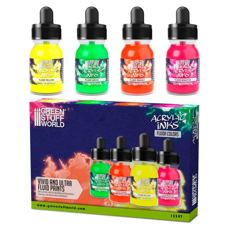 Green Stuff World Acrylic Inks Set Fluor