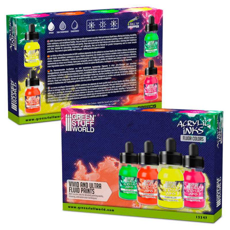 Green Stuff World Acrylic Inks Set Fluor