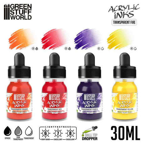 Green Stuff World Acrylic Inks Set Transparent Fire