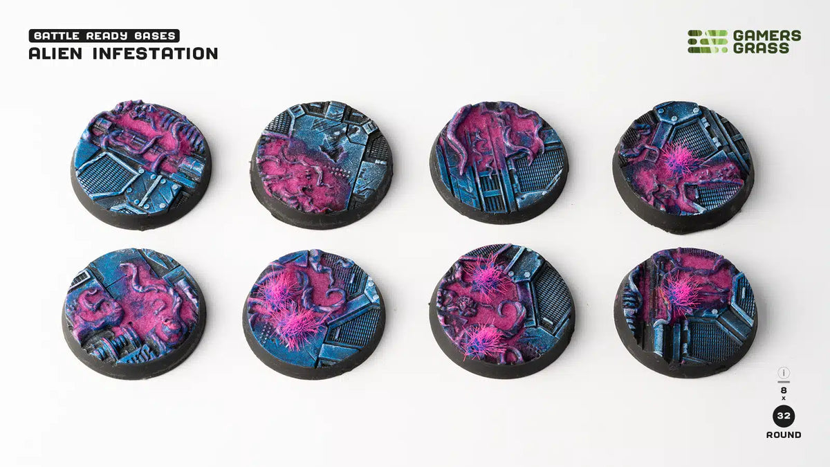 Gamers Grass Alien Infestation Bases 32mm