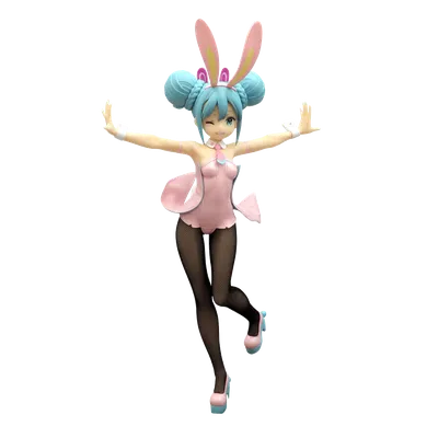 Hatsune Miku Wink Pearl Pink Bicute Bunnie Statue