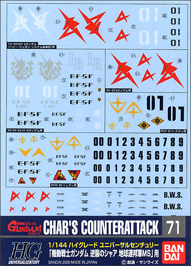 Gundam Decal 71 EFSF Mobile Suit (Char's Counterattack Ver.)