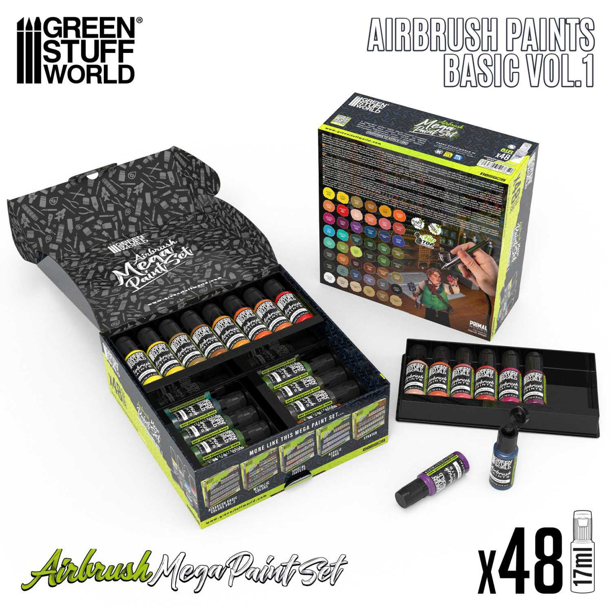 Green Stuff World Basic Mega Airbrush Paint Set Vol. 1.0