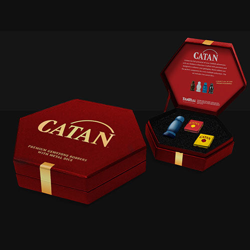 Fanroll Catan Premium Robber & Metal Dice Set - Cat's Eye Aquamarine