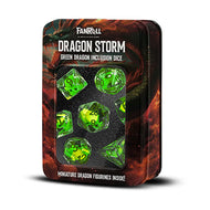Fanroll Dragon Storm Inclusion Resin Dice Set - Green Dragon