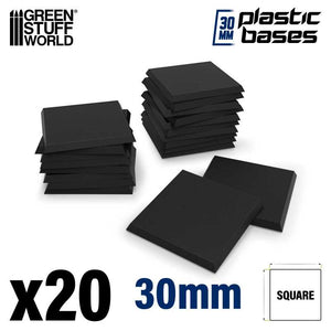 Green Stuff World Black Plastic Bases Square 30mm