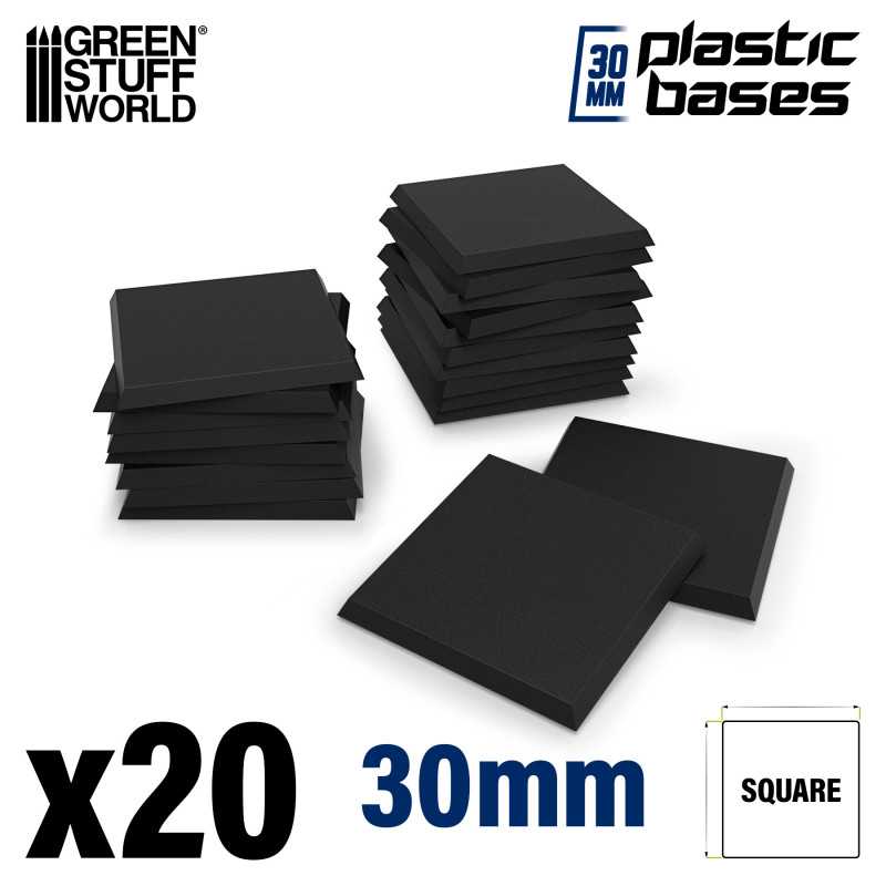 Green Stuff World Black Plastic Bases Square 30mm