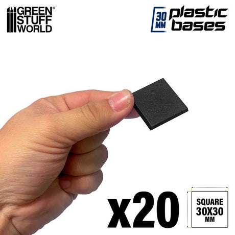 Green Stuff World Black Plastic Bases Square 30mm