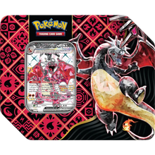 Indlæs billede i Gallery Viewer, Pokemon TCG Scarlet & Violet Paldean Fates 5-Booster Tin Great Tusk/Iron Treads/Charizard