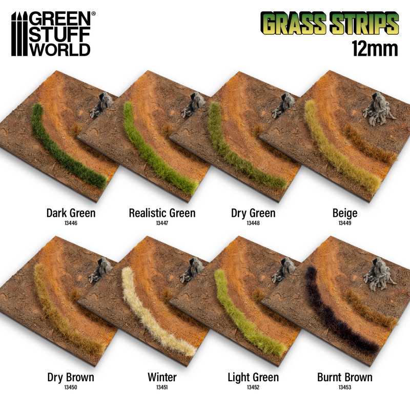 Green Stuff World Grass Strips 12mm Dry Brown