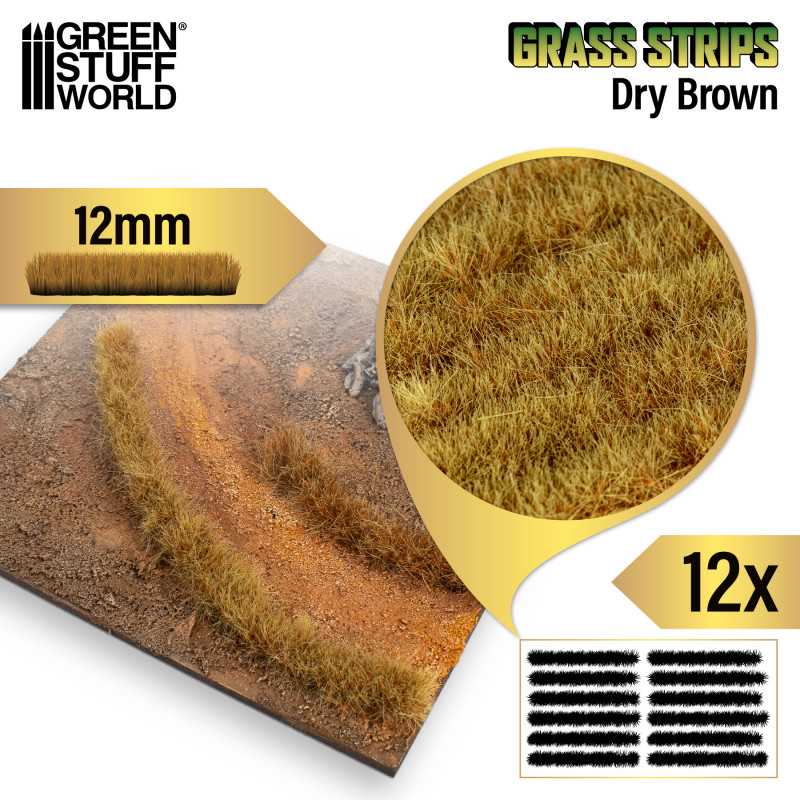 Green Stuff World Grass Strips 12mm Dry Brown