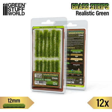 Green Stuff World Grass Strips 12mm Realistic Green