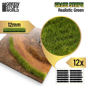 Green Stuff World Grass Strips 12mm Realistic Green