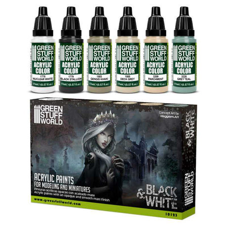 Green Stuff World Paint Set Black And White