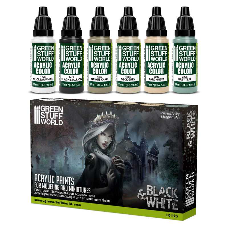 Green Stuff World Paint Set Black And White
