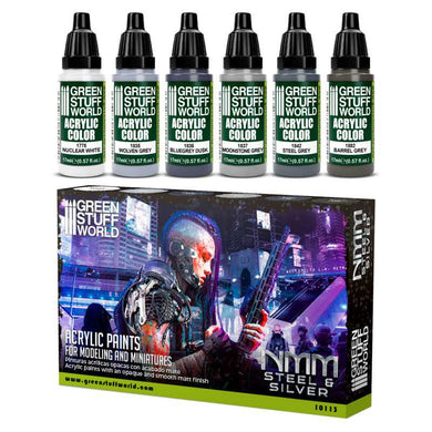 Green Stuff World Paint Set NMM Steel And Silver