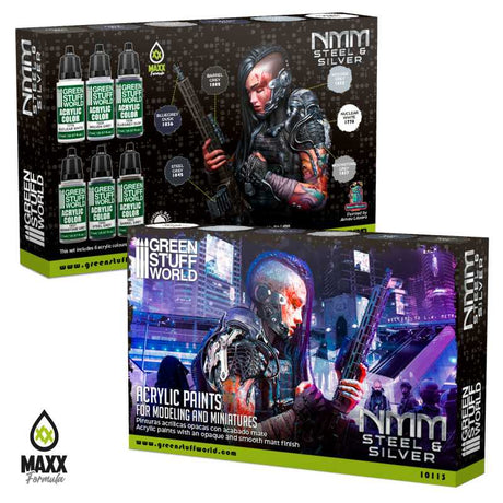 Green Stuff World Paint Set NMM Steel And Silver