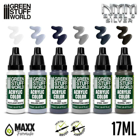 Green Stuff World Paint Set NMM Steel And Silver
