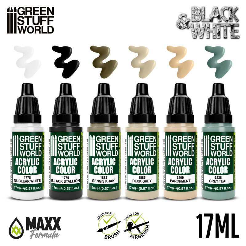 Green Stuff World Paint Set Black And White