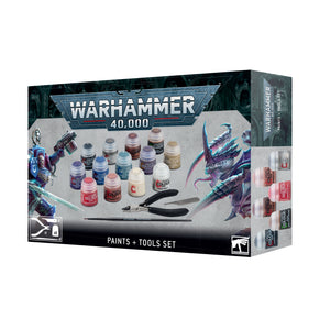 Warhammer 40 000 sett med maling og verktøy