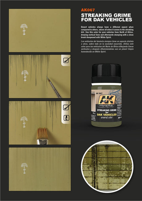 AK Interactive Streaking Grime For Dark Vehicles 35ml